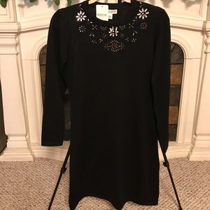 Melrose Chic Black Dress with beaded neckline